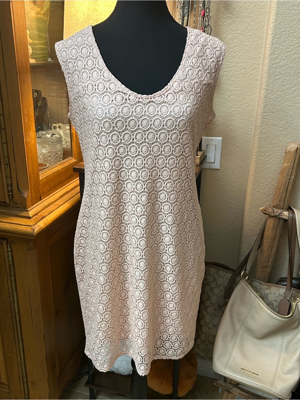 Jump Pale Pink Lace Sleeveless Shift Dress